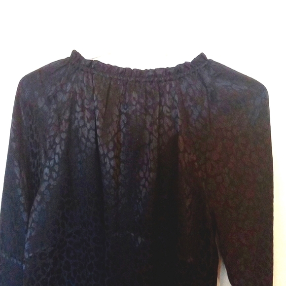 Micheal Kors Animal Print Ruffled Collar Blouse with Goldtone Chains - Picture 9 of 11